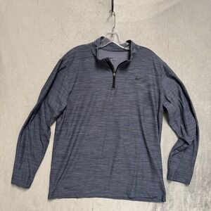 Nike Dri-FIT Pullover Mens Large Blue 1/4 Zip Long Sleeve Running Top Athletic